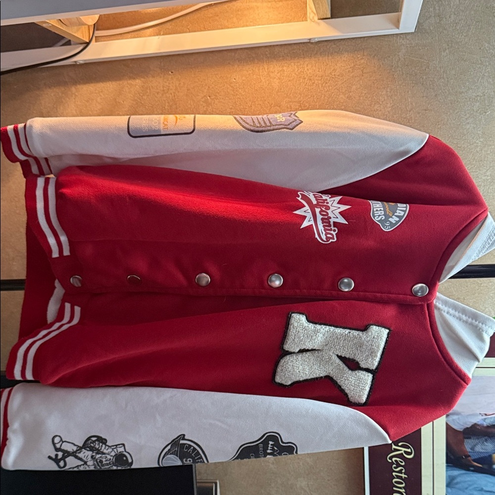 Red and White Kids Varsity Jacket